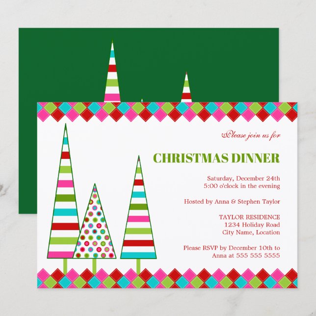 Invitación de Navidad alegre y brillante (Anverso / Reverso)