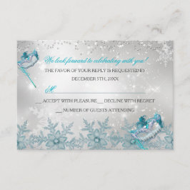 Invitación de Navidad Blue Silver Snowflake Masque