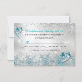 Invitación de Navidad Blue Silver Snowflake Masque