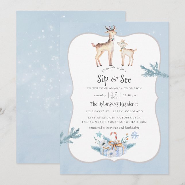 Invitación de Navidad con Acuarela Pastel para Bri (Anverso / Reverso)