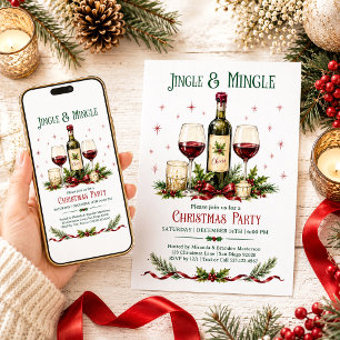 Invitación de Navidad con Bayas de Acebo Jingle y 