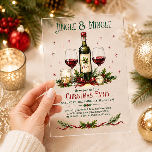 Invitación de Navidad con Bayas de Acebo y Villanc