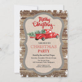 Invitación de Navidad con copo de nieve y camión r