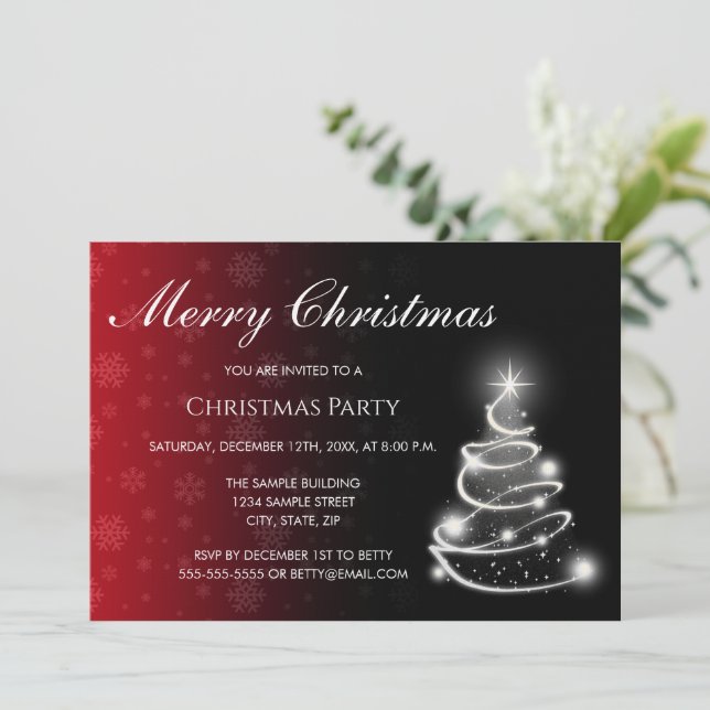 Invitación de Navidad con desvanecimiento de color (Anverso de pie)