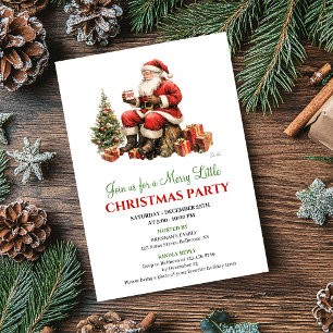 Invitación de Navidad con escena chic de acuarela 