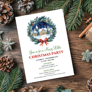 Invitación de Navidad con escena de vacaciones en 