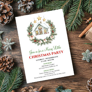 Invitación de Navidad con escena invernal trendy e