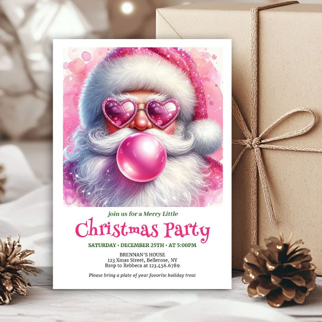 Invitación de Navidad con gafas de sol divertidas  (Watercolor Funny Santa Sunglasses Christmas Invitation

)