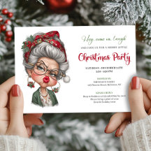 Invitación de Navidad con humor de dama caprichosa
