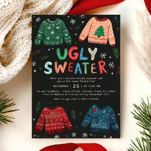 Invitación de Navidad con Jersey Feo
