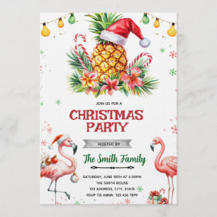 Invitación de Navidad con Piña Tropical