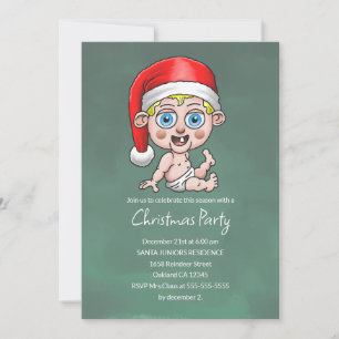Invitación de Navidad de Baby Santa Claus Junior