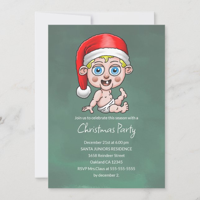 Invitación de Navidad de Baby Santa Claus Junior (Anverso)