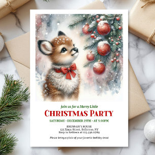 Invitación de Navidad de bosque nevado adorable co