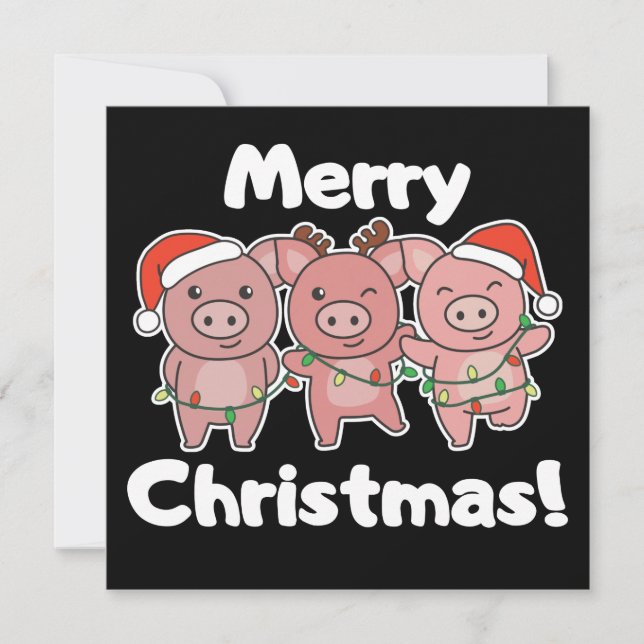 Invitación de Navidad de cerdos lindos de Navidad (Anverso)