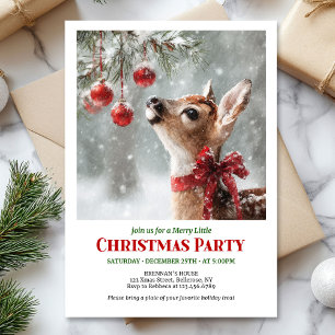Invitación de Navidad de ciervo cervatillo acuarel