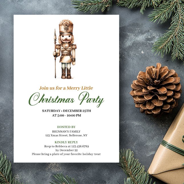 Invitación de Navidad de Colores Terrosos Neutros  (Elegant Neutral Earthy Colors Christmas Invitation)