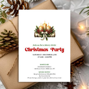 Invitación de Navidad de Corona de Pino con Acuare