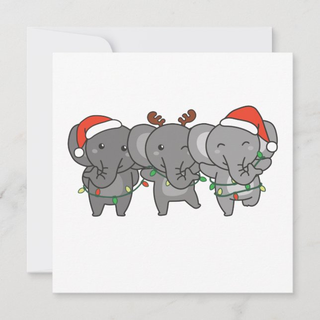 Invitación de Navidad de Elefante Animales Lindos (Anverso)