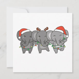 Invitación de Navidad de Elefante Animales Navideñ
