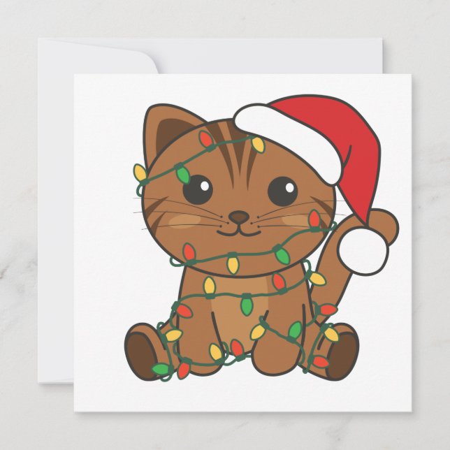Invitación de Navidad de Gatos Animales de Inviern (Anverso)