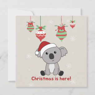 Invitación de Navidad de Koala Nieve Invierno Anim