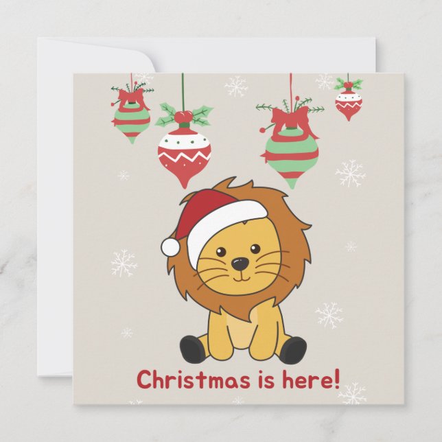 Invitación de Navidad de león nieve invierno Anima (Anverso)