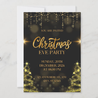 Invitación de Navidad de Oro | Fiesta de Navidad d