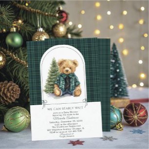 Invitación de Navidad de osito de peluche de acuar