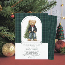 Invitación de Navidad de osito de peluche de acuar