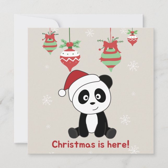 Invitación de Navidad de Panda Nieve Invierno Anim (Anverso)
