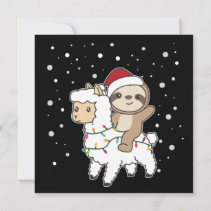 Invitación de Navidad de Perezoso Llama Nieve Invi