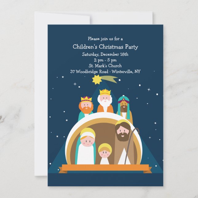 Invitación de Navidad de Pesebre (Anverso)
