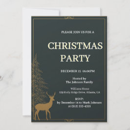 Invitación de Navidad de renos festivos