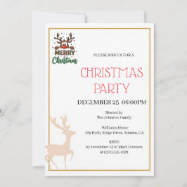 Invitación de Navidad de renos festivos