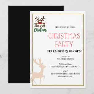 Invitación de Navidad de renos festivos
