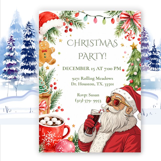 Invitación de Navidad de Santa bebiendo cerveza (Subido por el creador)