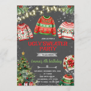 Invitación de Navidad de suéter feo