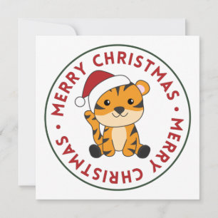 Invitación de Navidad de Tigre de Nieve de Inviern