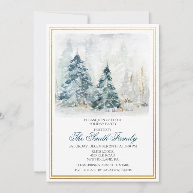 Invitación de Navidad de vacaciones de invierno en (Anverso)