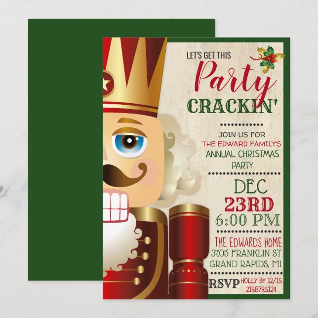 Invitación de Navidad de Vacaciones del Cascanuece (Anverso / Reverso)