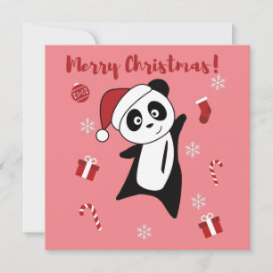 Invitación de Navidad del Panda Nieve Invierno Ani