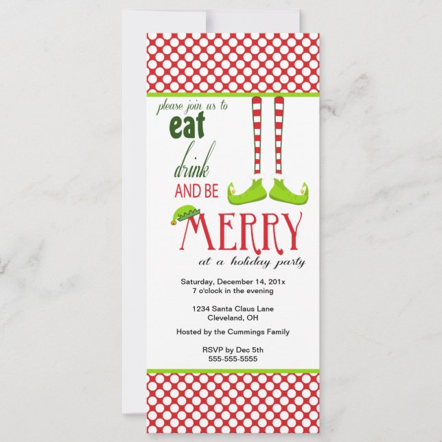 Invitación de Navidad del pequeño duende (Anverso)