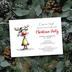 Invitación de Navidad editable con Reno caprichoso