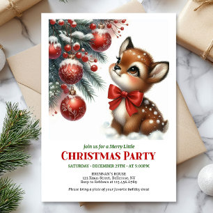 Invitación de Navidad en acuarela de cervatillo be
