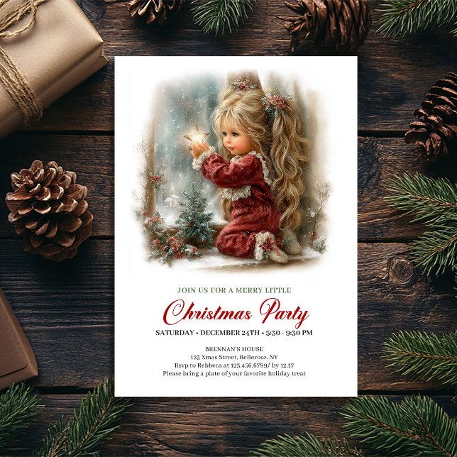 Invitación de Navidad Escena Navideña Rústica Sere (Christmas Invitation Rustic Holiday Scene Serene)