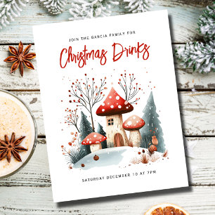 Invitación de Navidad festiva de bosque de inviern