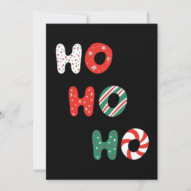 Invitación de Navidad Ho Ho Ho (Anverso)