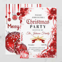 Invitación de Navidad | Invitación de adorno rojo