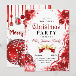 Invitación de Navidad | Invitación de adorno rojo